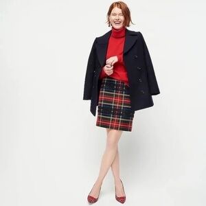 NWT!! J. CREW Mini Skirt Lurex Stewart Tartan Plaid Skirt Preppy Festive Size 14